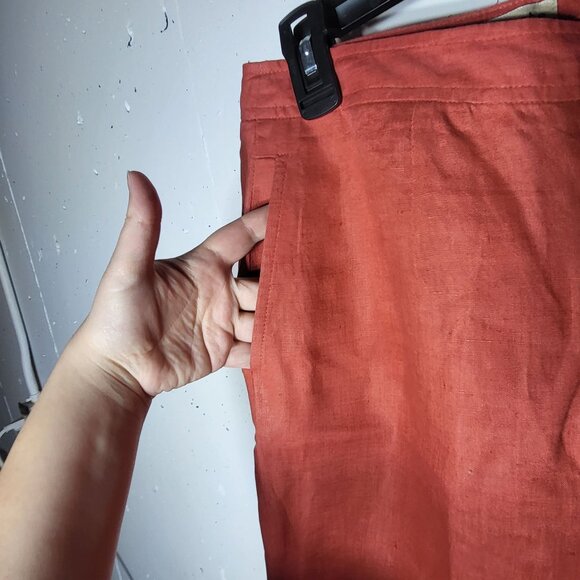 Apostrophe Womens 100% Pure Linen Embroidered Pants Size 6 Coastal Summer Career - Picture 7 of 11